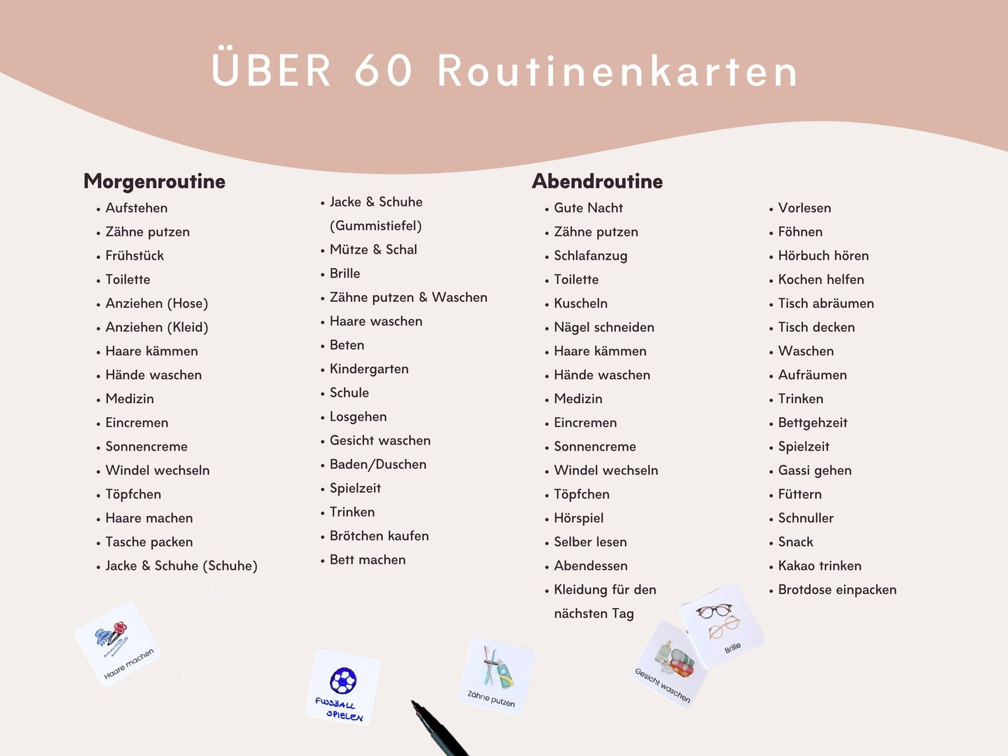 Routineplaner Montessori inkl. Symbolkarten - Design BALLERINA - Personalisierbar