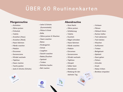 Routineplaner Montessori inkl. Symbolkarten - Design BALLERINA - Personalisierbar