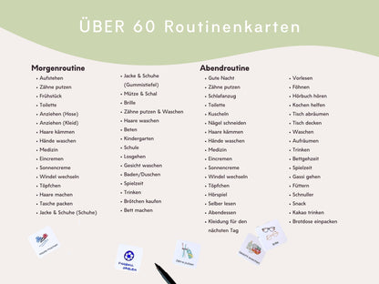 Routineplaner Montessori inkl. Symbolkarten - Design TRAKTOR - Personalisierbar