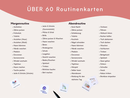 Routineplaner Montessori inkl. Symbolkarten - Design FEUERWEHR - Personalisierbar