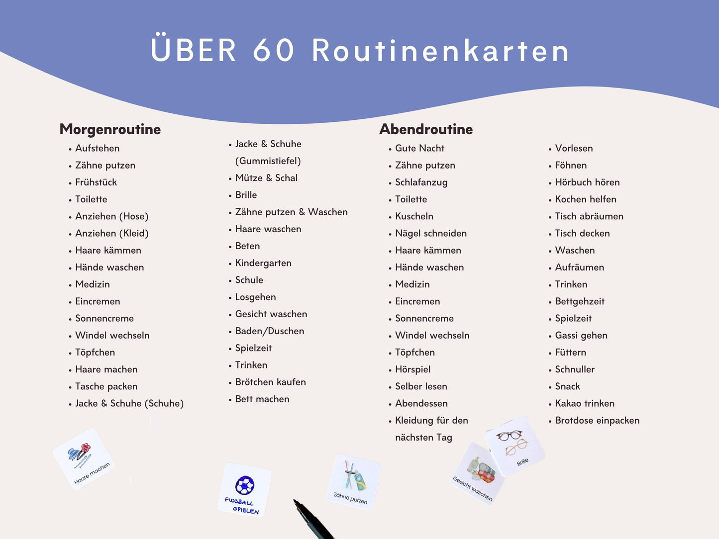 Routineplaner Montessori inkl. Symbolkarten - Design ASTRONAUT - Personalisierbar