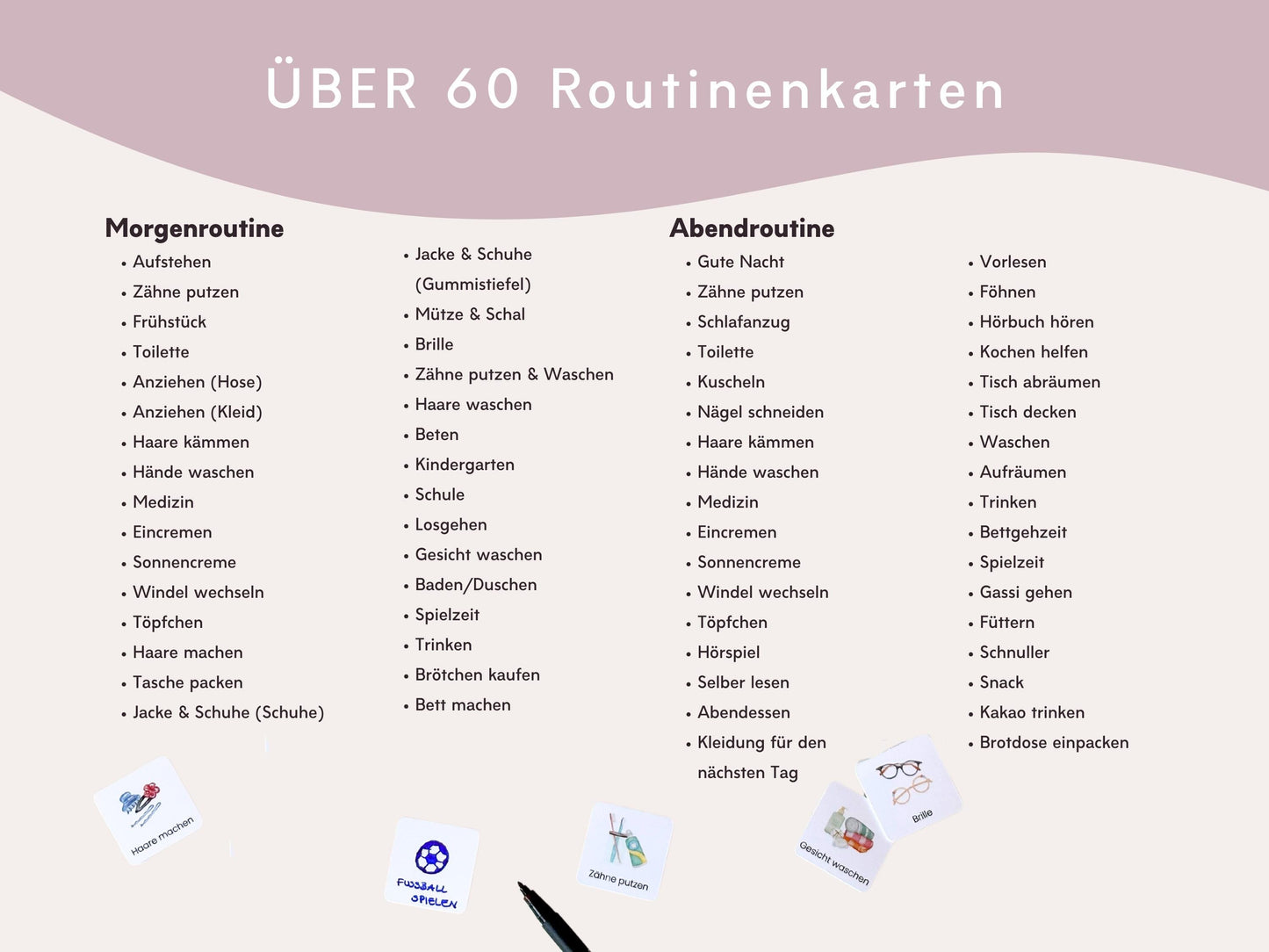 Routineplaner Montessori inkl. Symbolkarten - Design EINHORN - Personalisierbar