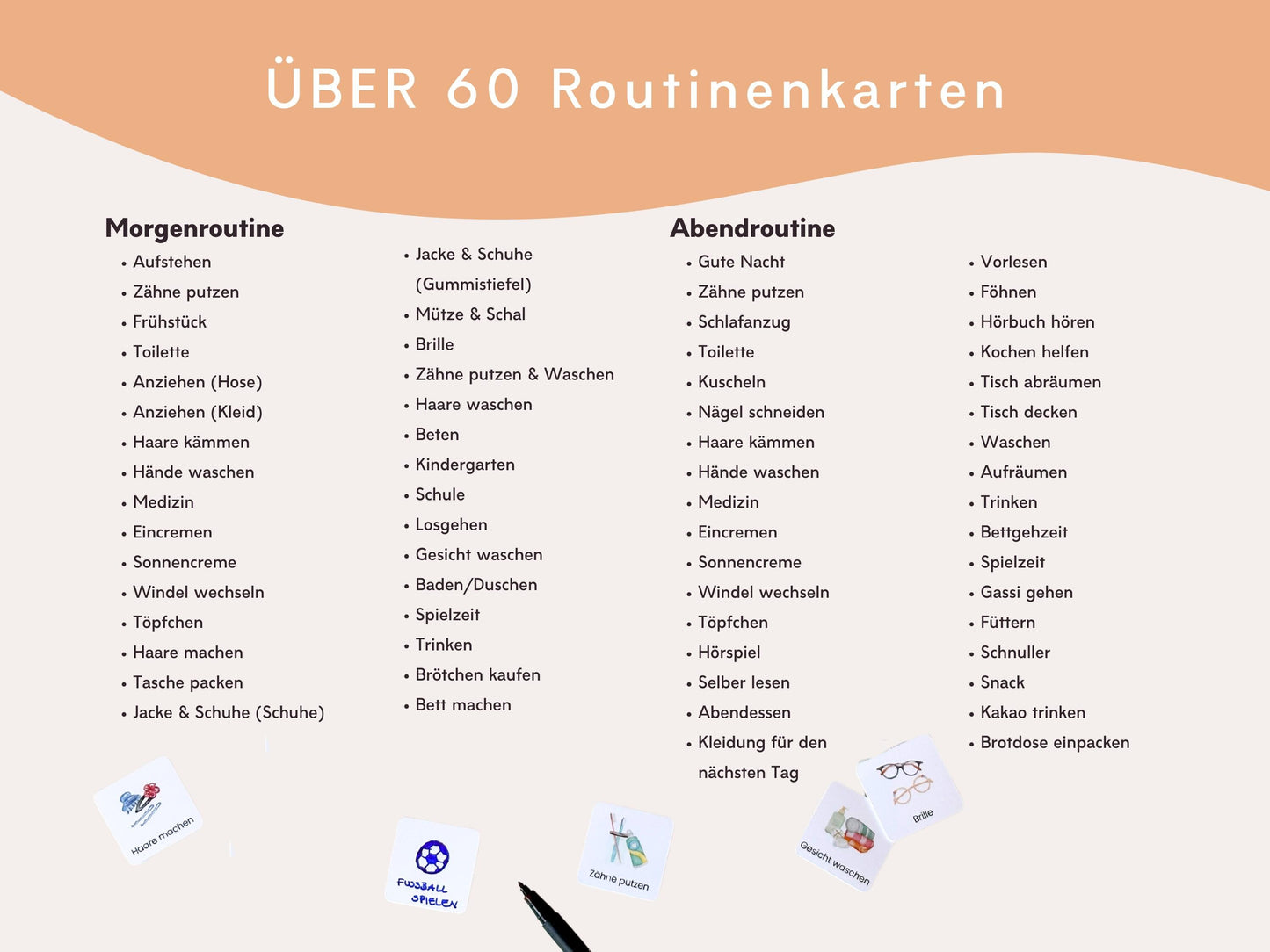 Routineplaner Montessori inkl. Symbolkarten - Design LUFTBALLON TIERE - Personalisierbar