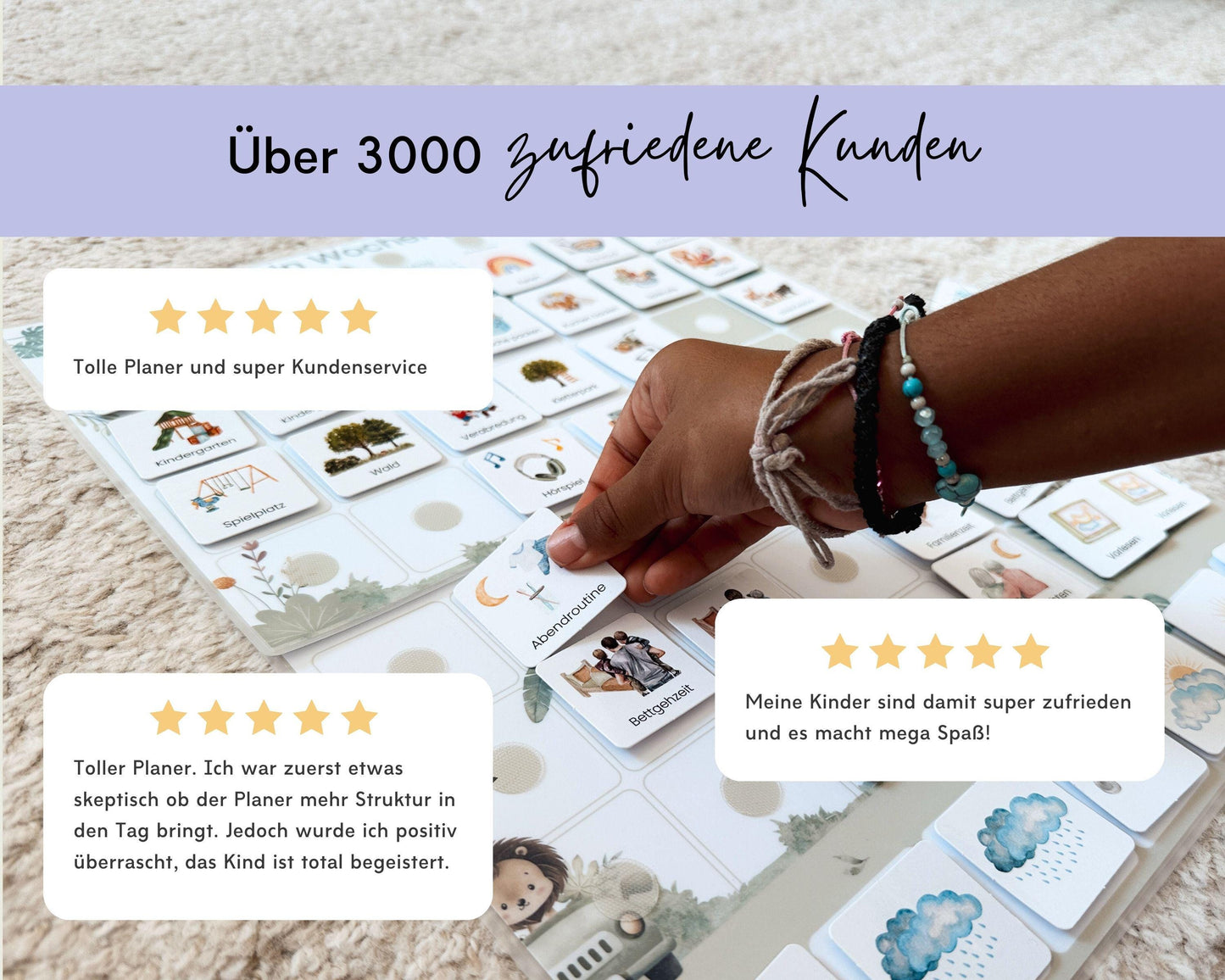 Wochenplaner inkl. Symbolkarten - Design REGENBOGEN - Personalisierbar