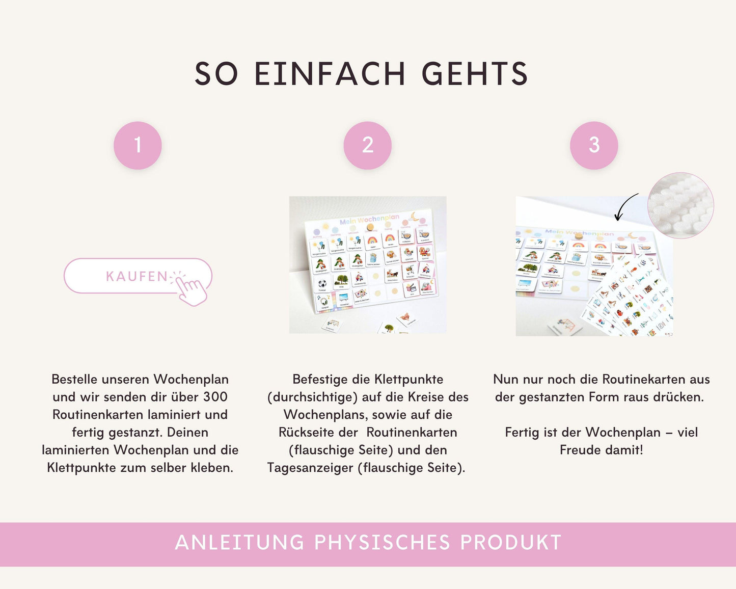 Wochenplaner inkl. Symbolkarten - Design REGENBOGEN - Personalisierbar