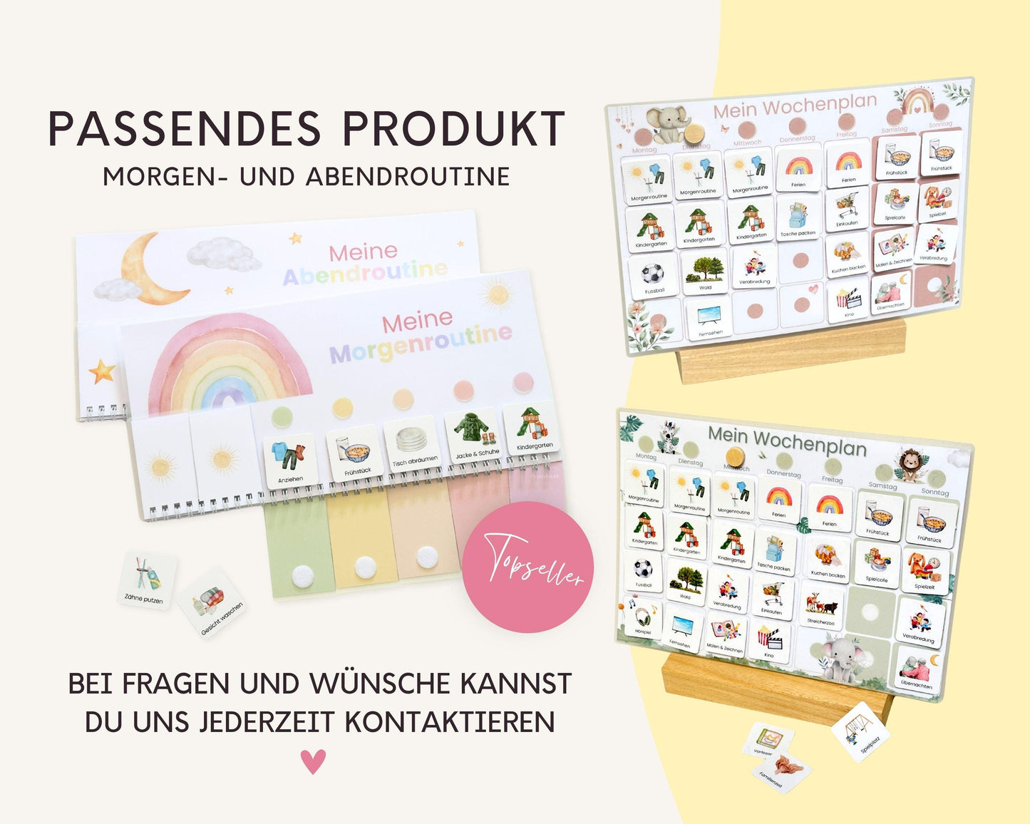 Wochenplaner inkl. Symbolkarten - Design REGENBOGEN - Personalisierbar