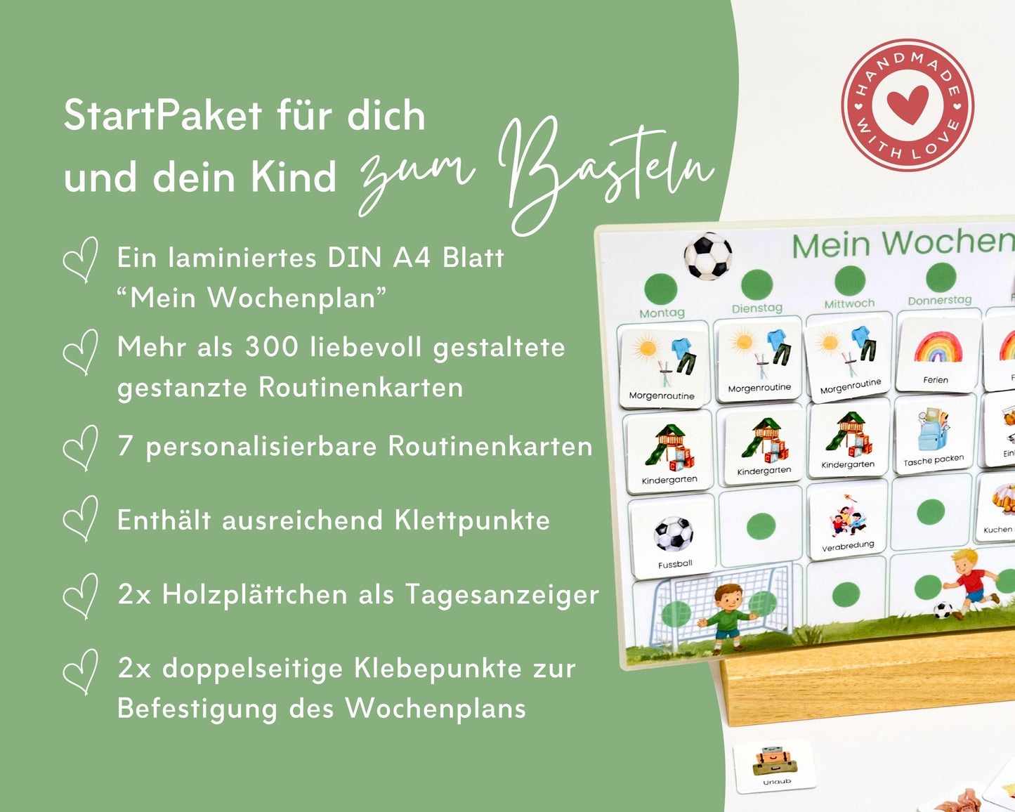 Wochenplaner inkl. Symbolkarten - Design FUSSBALL - Personalisierbar