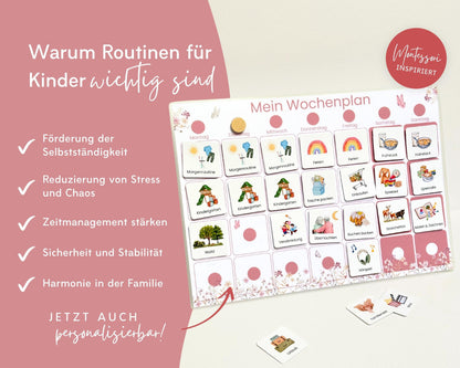 Wochenplaner inkl. Symbolkarten - Design BLUMEN - Personalisierbar