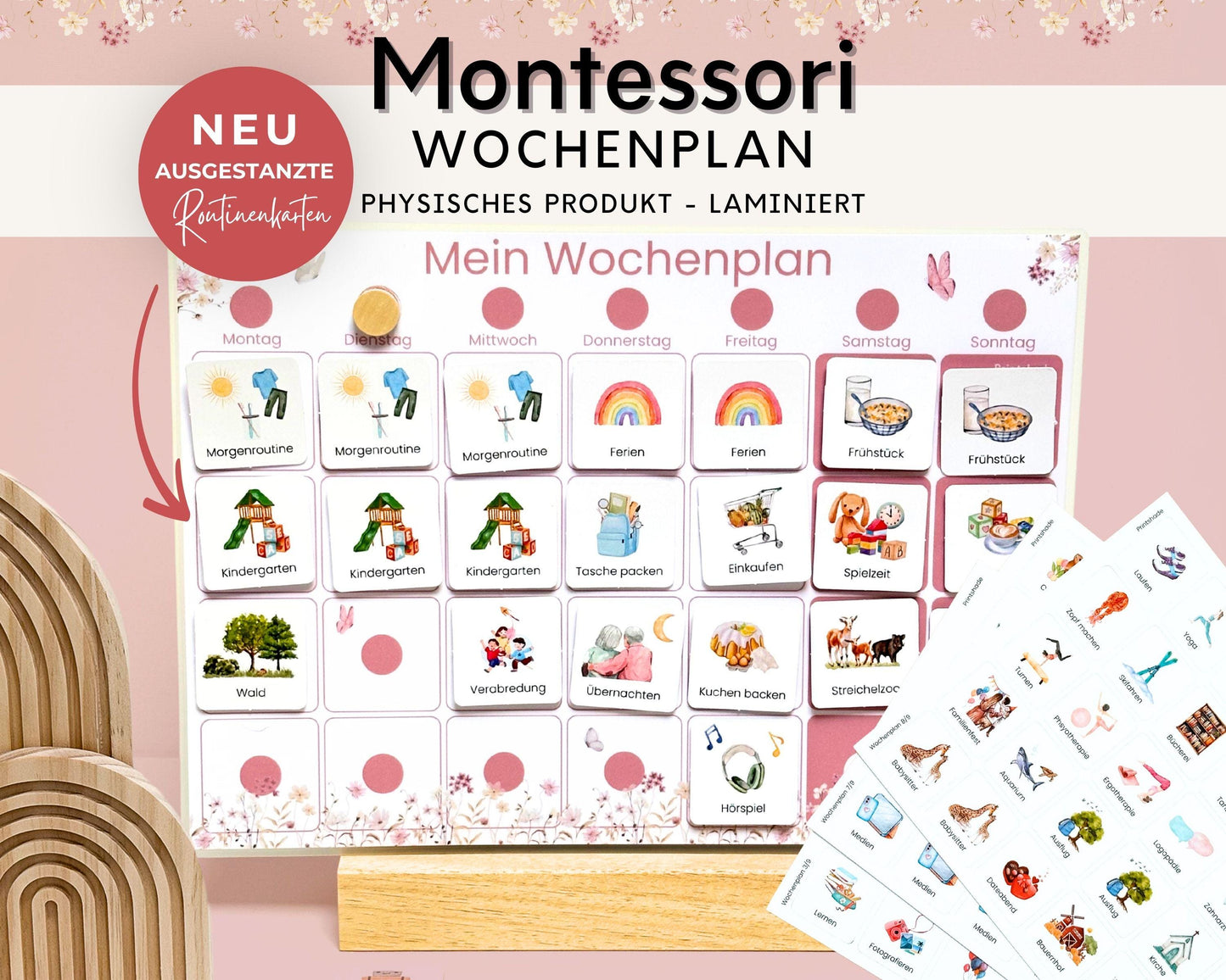 Wochenplaner inkl. Symbolkarten - Design BLUMEN - Personalisierbar
