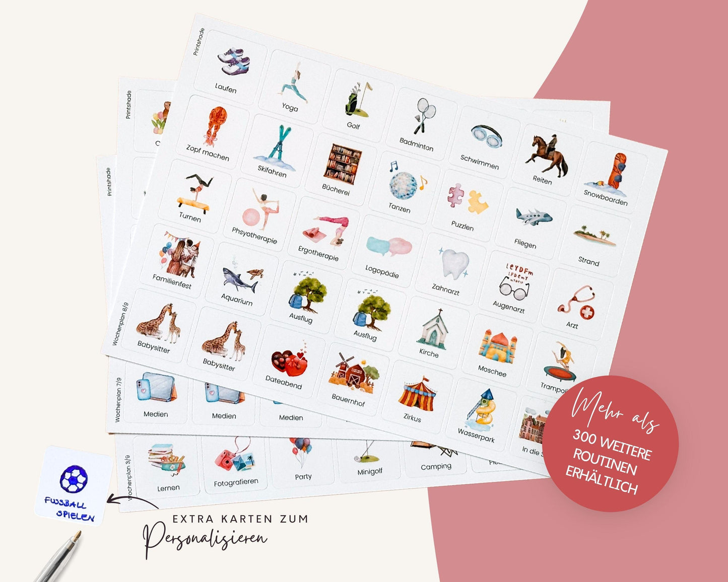 Wochenplaner inkl. Symbolkarten - Design BLUMEN - Personalisierbar