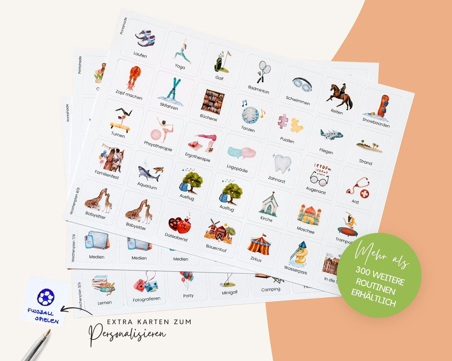 Wochenplaner inkl. Symbolkarten - Design LUFTBALLON - Personalisierbar