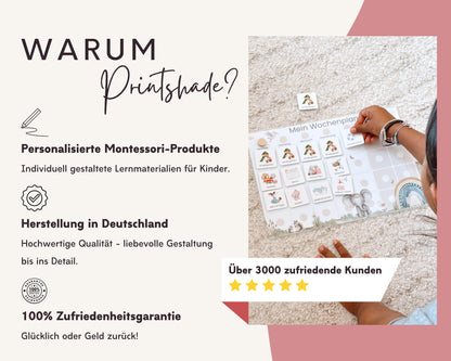 Wochenplaner inkl. Symbolkarten - Design BLUMEN - Personalisierbar