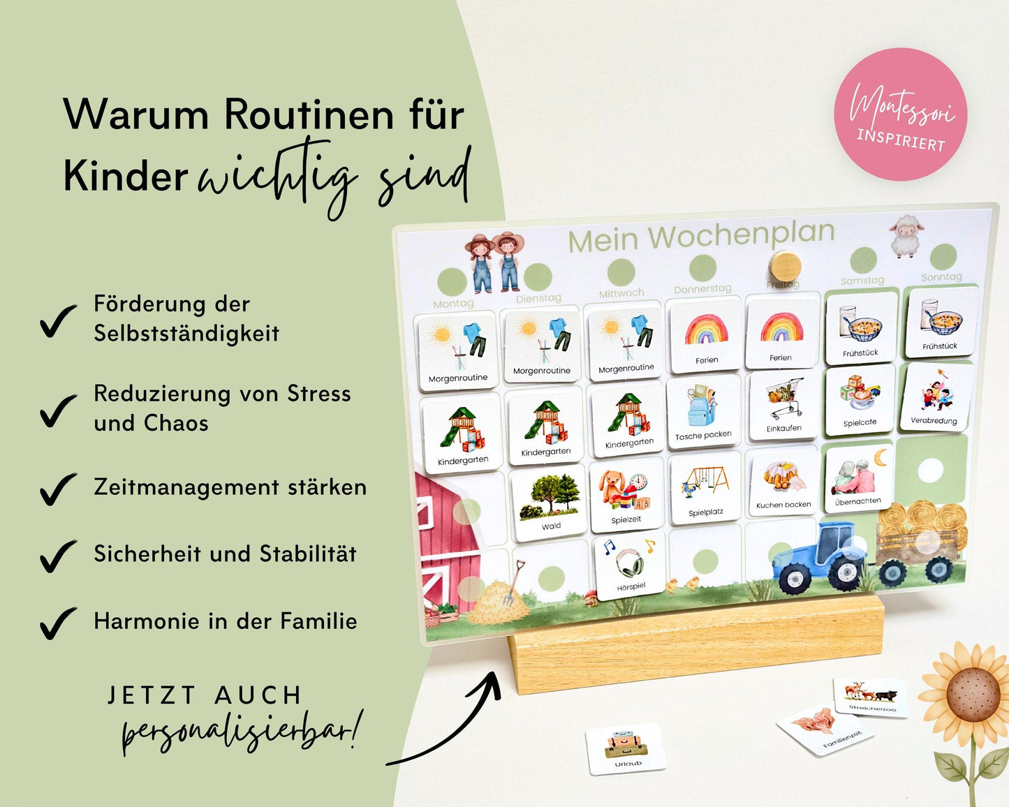 Wochenplaner inkl. Symbolkarten - Design TRAKTOR  Personalisierbar