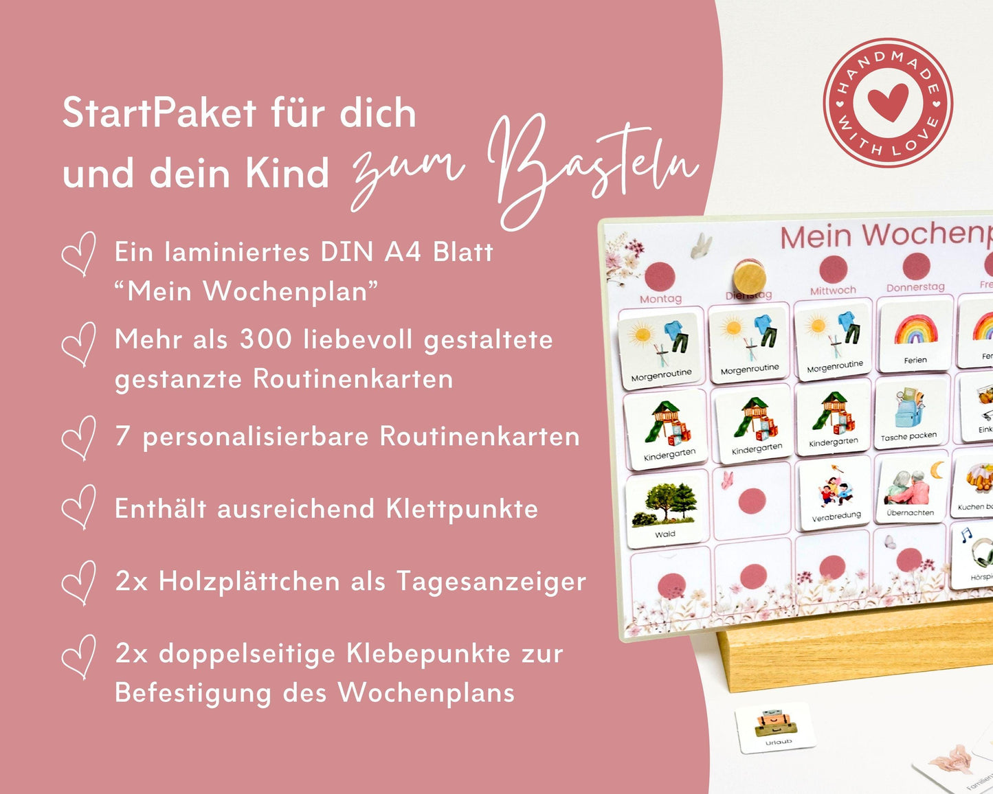 Wochenplaner inkl. Symbolkarten - Design BLUMEN - Personalisierbar