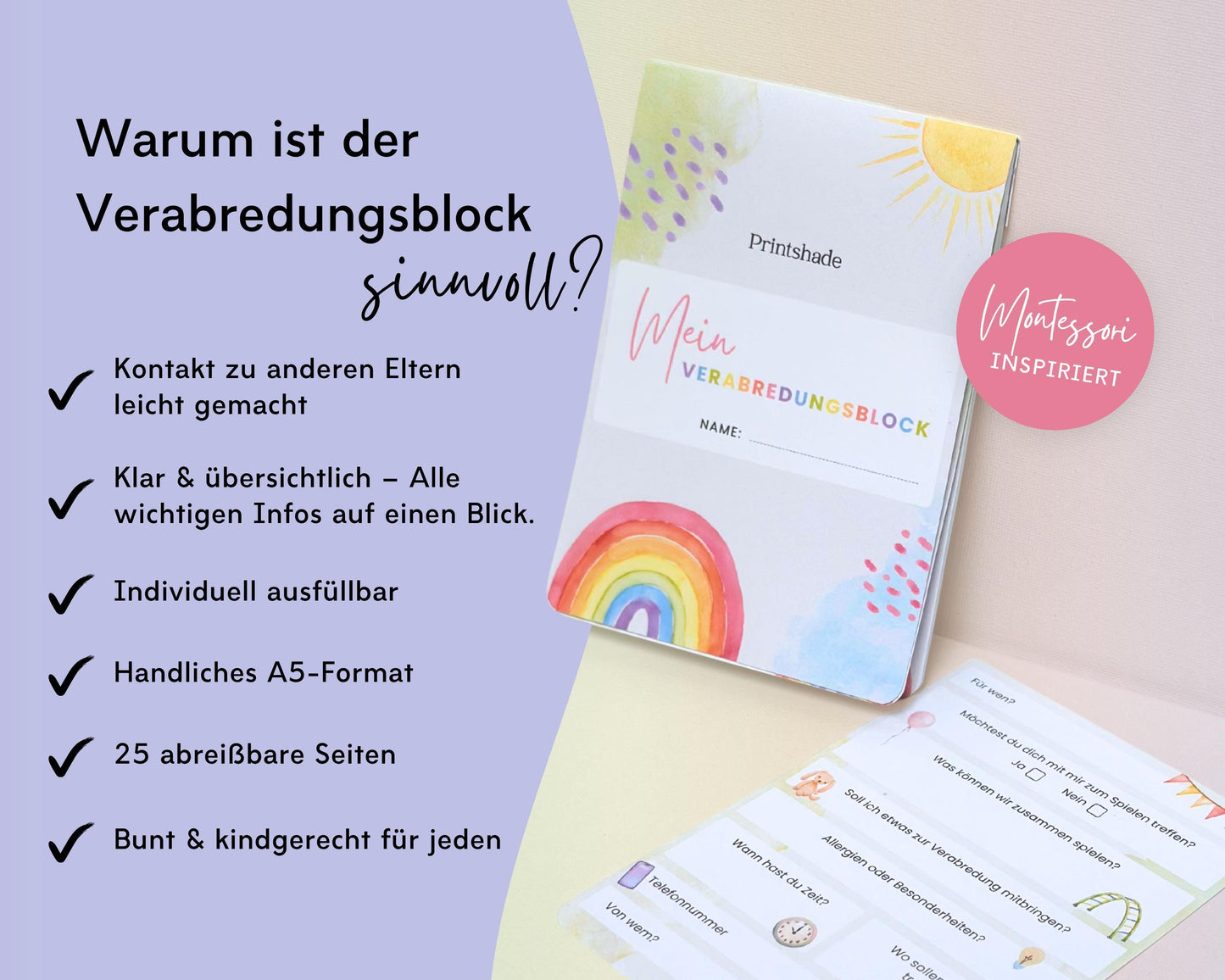 Verabredungsblock Regenbogen