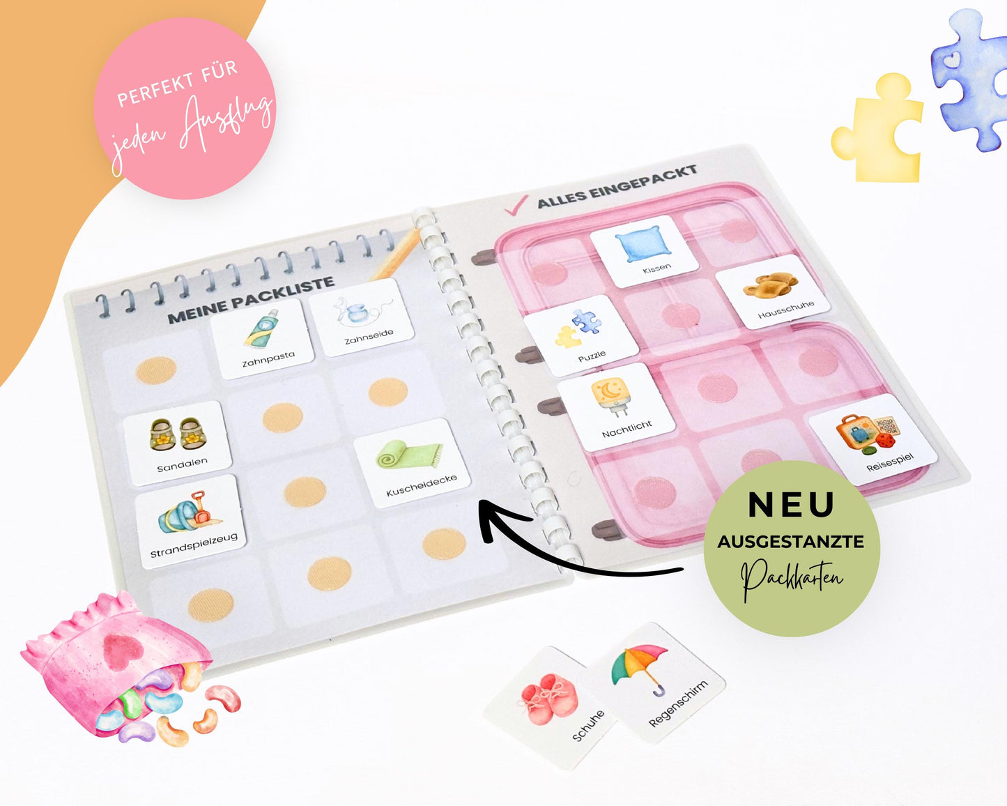 Packe mein Koffer inkl. Karten - Design ROSA - Personalisierbar