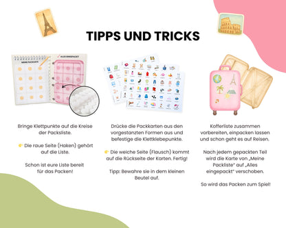 Packe mein Koffer inkl. Karten - Design ROSA - Personalisierbar