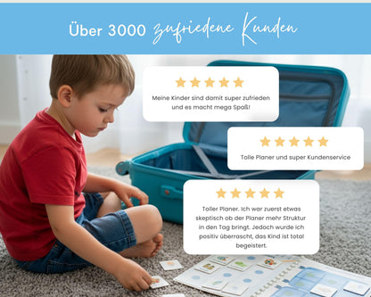 Packe mein Koffer inkl. Karten - Design BLAU - Personalisierbar