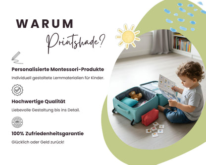 Packe mein Koffer inkl. Karten - Design BLAU - Personalisierbar