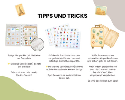 Packe mein Koffer BEIGE inkl. Karten