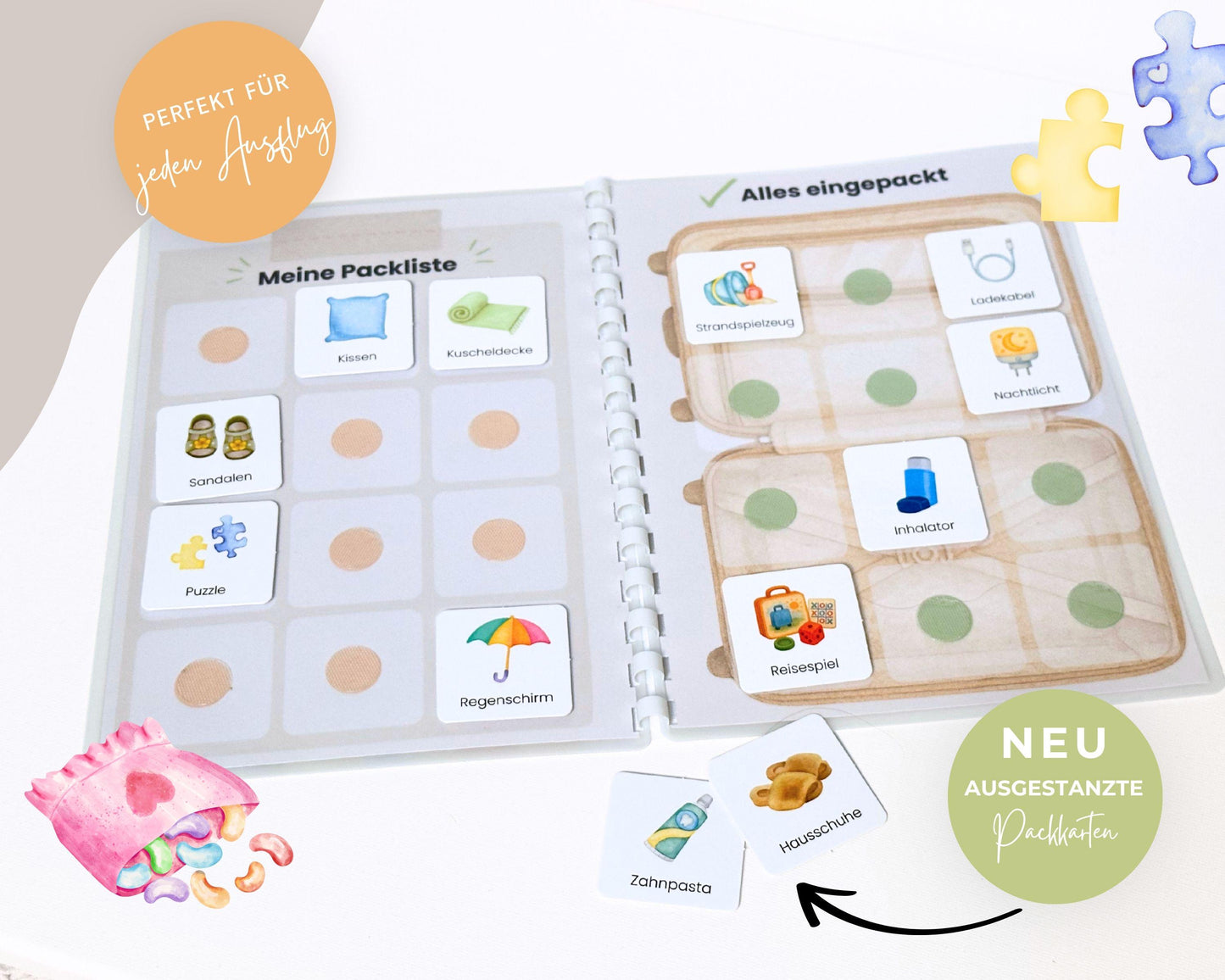 Packe mein Koffer BEIGE inkl. Karten