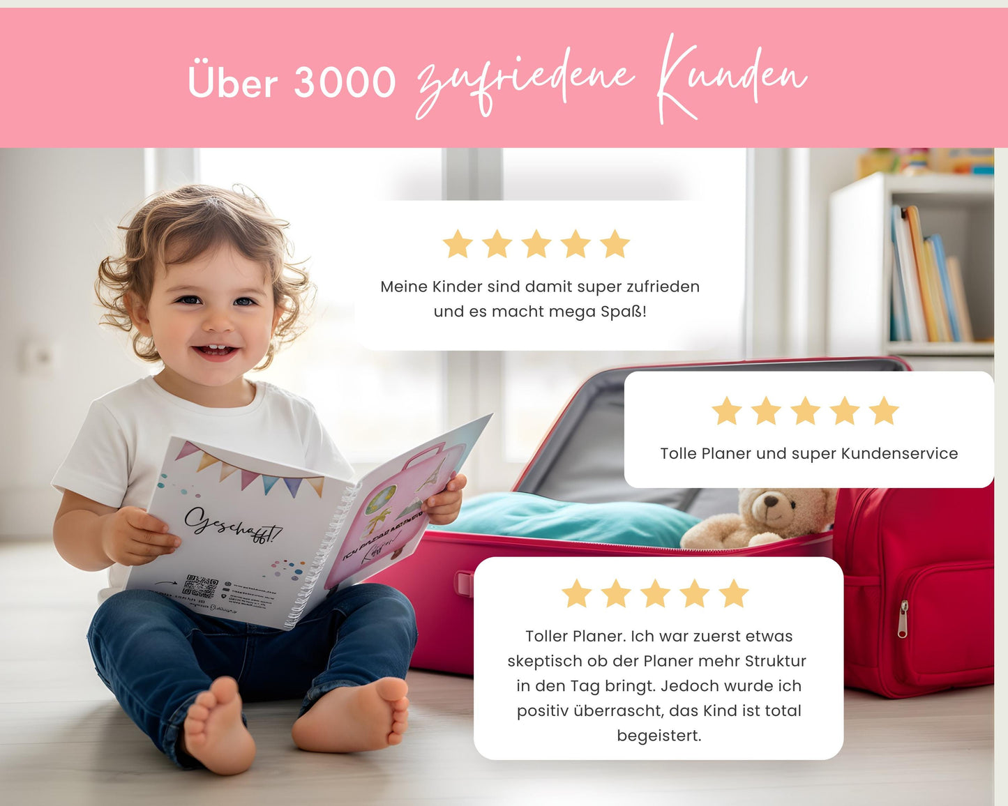 Packe mein Koffer inkl. Karten - Design ROSA - Personalisierbar