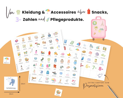 Packe mein Koffer inkl. Karten - Design ROSA - Personalisierbar