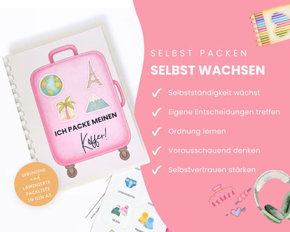Packe mein Koffer inkl. Karten - Design ROSA - Personalisierbar