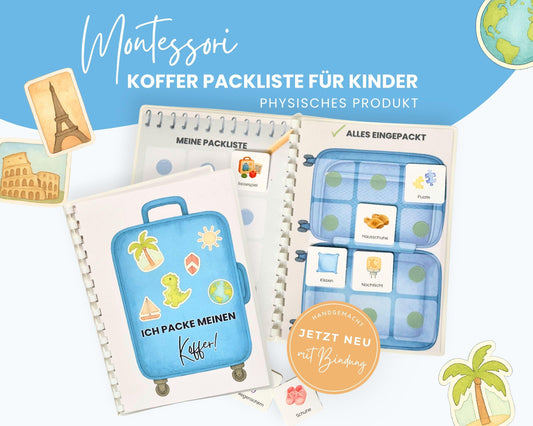 Packe mein Koffer inkl. Karten - Design BLAU - Personalisierbar