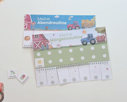 Routineplaner Montessori inkl. Symbolkarten - Design TRAKTOR - Personalisierbar