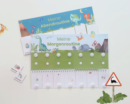 Routineplaner Montessori inkl. Symbolkarten - Design DINOSAURIER - Personalisierbar