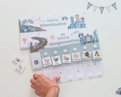 Routineplaner Montessori inkl. Symbolkarten - Design AUTOS - Personalisierbar