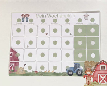 Wochenplaner inkl. Symbolkarten - Design TRAKTOR  Personalisierbar