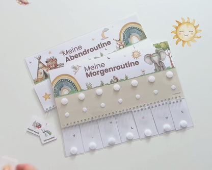 Routineplaner Montessori inkl. Symbolkarten - Design BOHO TIERE - Personalisierbar