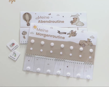 Routineplaner Montessori inkl. Symbolkarten - Design TEDDYBÄR - Personalisierbar