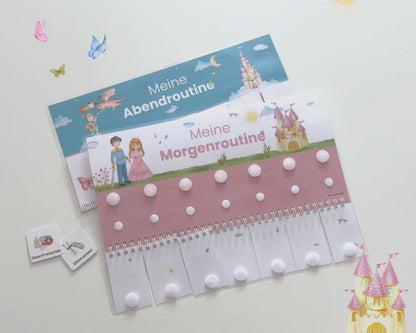 Routineplaner Montessori inkl. Symbolkarten - Design PRINZESSIN - Personalisierbar