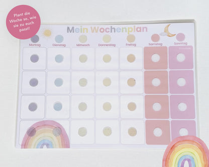 Wochenplaner inkl. Symbolkarten - Design REGENBOGEN - Personalisierbar