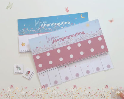 Routineplaner Montessori inkl. Symbolkarten - Design BLUMEN - Personalisierbar