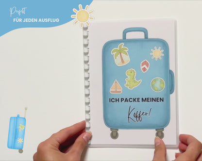 Packe mein Koffer inkl. Karten - Design BLAU - Personalisierbar