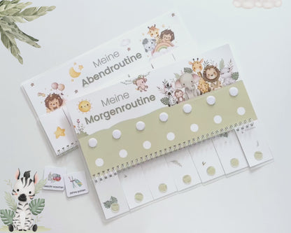 Routineplaner Montessori inkl. Symbolkarten - Design SAFARI - Personalisierbar