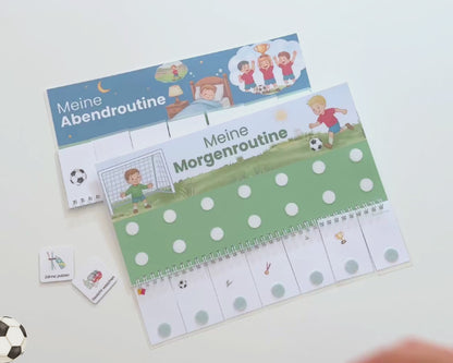 Routineplaner Montessori inkl. Symbolkarten - Design FUSSBALL - Personalisierbar