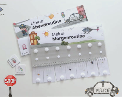 Routineplaner Montessori inkl. Symbolkarten - Design POLIZEI - Personalisierbar