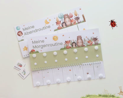 Routineplaner Montessori inkl. Symbolkarten - Design WALDTIERE - Personalisierbar